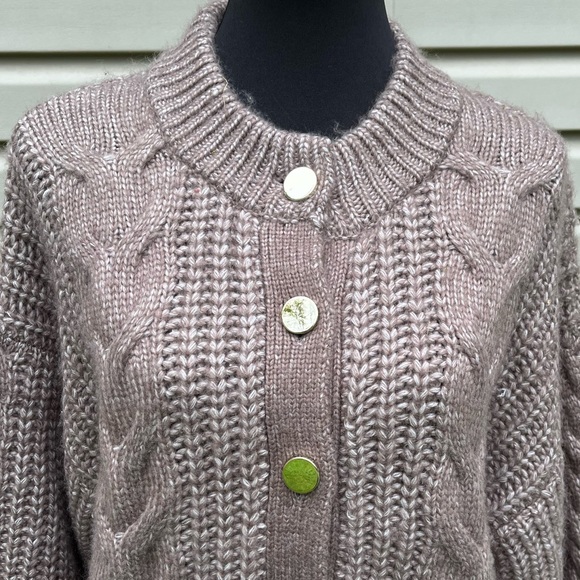 NWT A New Day Brown Chunky Gold Button Front Cardigan - Picture 2 of 5